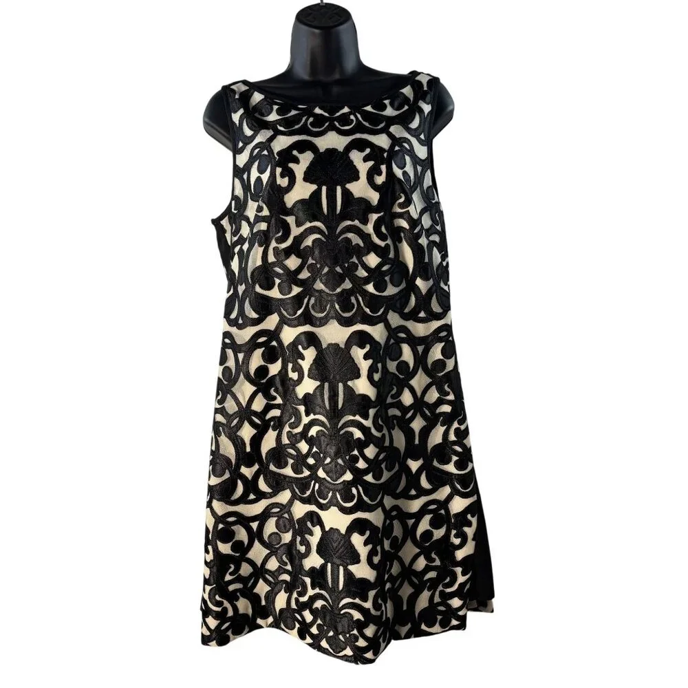 Vince Camuto Sleeveless Dress, Velvet Textured Pattern, Back Zipper Closure 14 - Picture 1 of 14